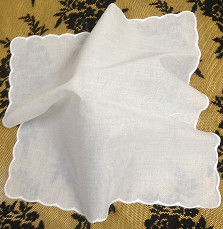 Conjunto de 60 lenços femininos de algodão, lenço com bordas de vieira bordadas, coração doce, 12x12 polegadas