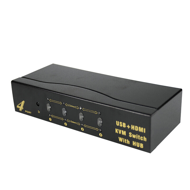 Commutateur KVM intelligent à 4 ports, boîtier compatible HDMI, 4 en 1, souris USB, distributeur de partage de clavier avec câble