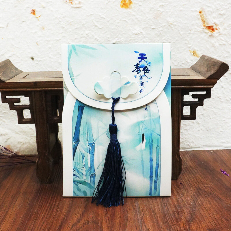 16 Sheets/Set Chinese Ancient Landscape series Postcard with Small Tassel/Greeting Card/Message Card/Birthday  Gift Card