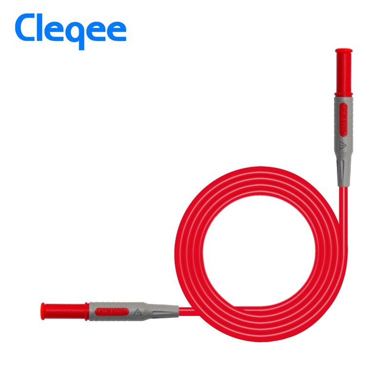 Cleqee-Cable de prueba de multímetro P1032 p1033, moldeado por inyección, 4mm, línea de prueba de enchufe Banana, Cable de prueba recto a Curvo