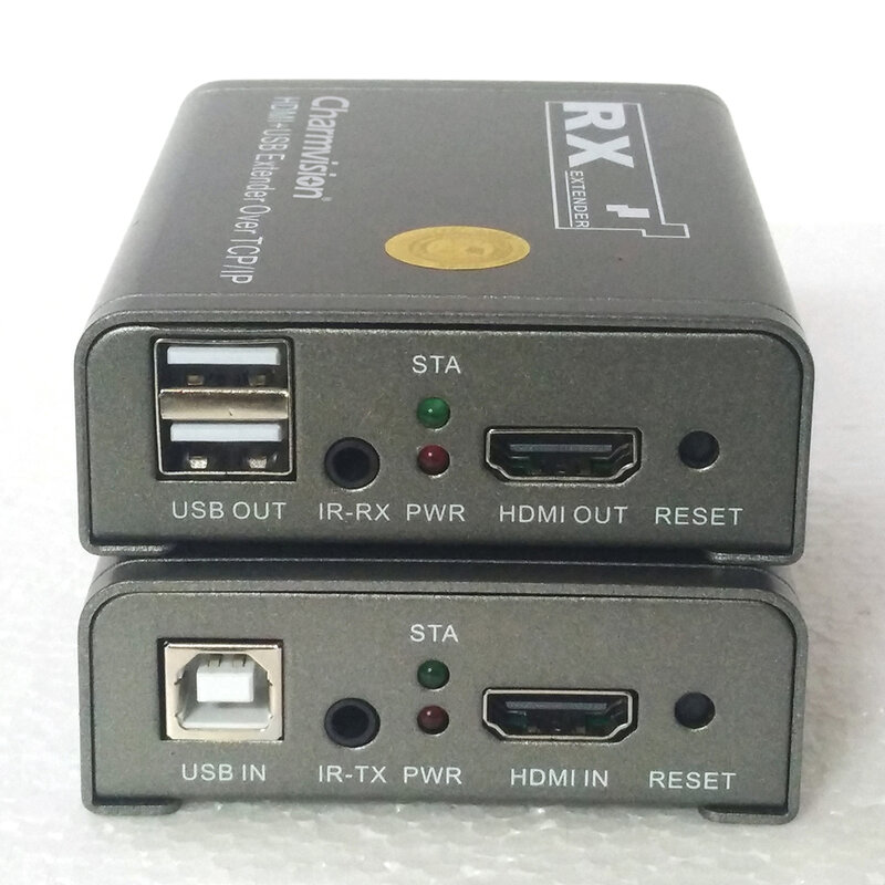 チャームビジョン-USBhdmi kvmエクステンダー、IPKVM-120HU、120m、393ft、3.5mm、irリモートコントロール、hd 1080p、tcp、stp、utpcat、cat6ケーブル
