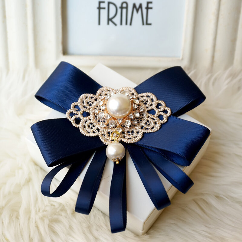 promotion free shipping Headdress fashion bow MALE mens female casual Black Ribbon brooch Korean Rhinestone shirt collar tie pin