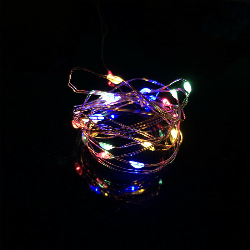 Cuerdas de alambre de cobre para decoración del árbol de Navidad, luces Led de hadas con batería 3XAA, 2M, 5M, 10M, 100