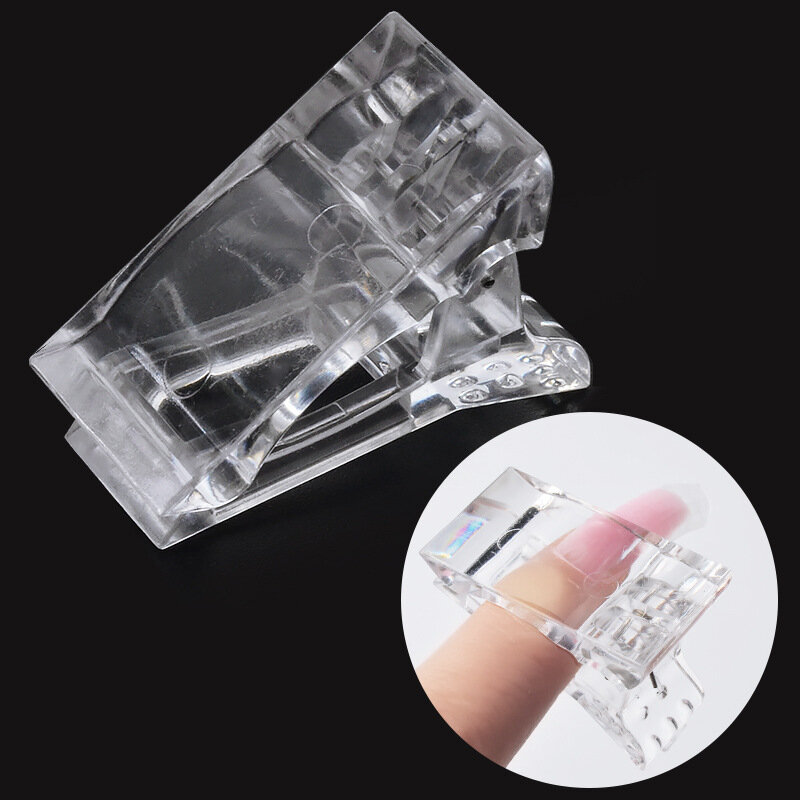 Grampo de unha de cristal transparente, clipe de cola para unhas falsas diy, suporte para cola de extensão de cristal mz071