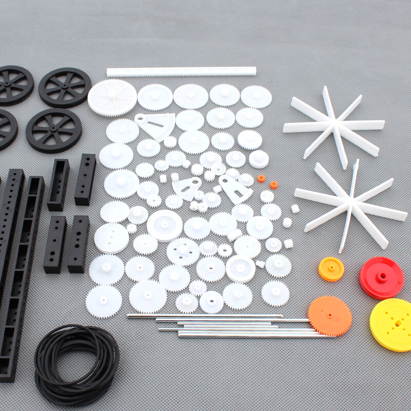Kit de moteur à engrenages en plastique simple ou Double, Kit de Robot à quatre roues motrices, accessoires de bricolage pour voiture, jouet, boîte de vitesses, 92 pièces