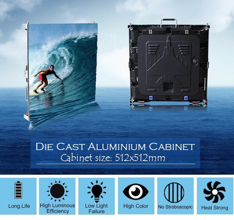 P4 led display stage event rental screen led die-casting aluminum cabinet 512x512mm usage for indoor