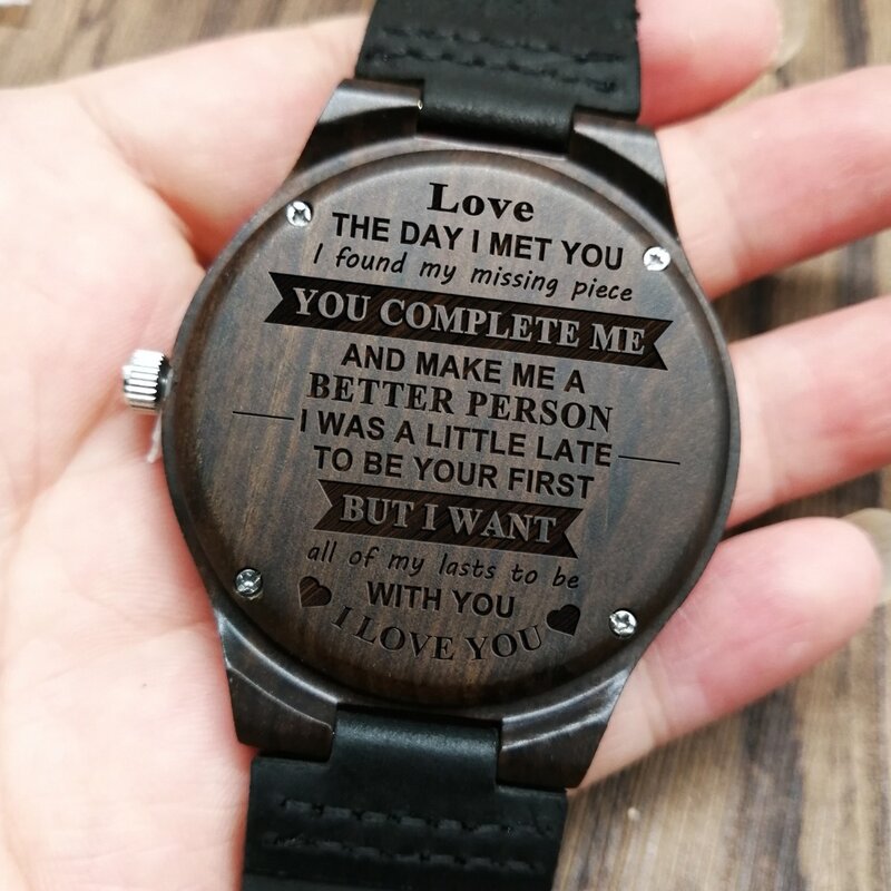 THE DAY I MET YOU - FOR BOYFRIEND ENGRAVED WOODEN WATCH