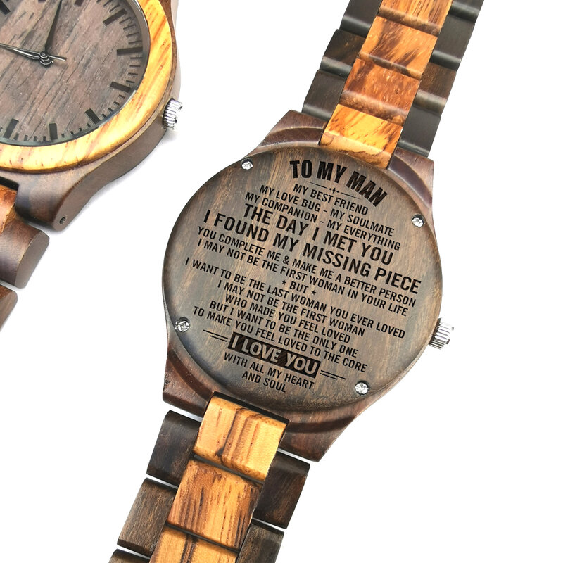 TO MY HUSBAND YOU ARE THE BEST THING THAT EVER HAPPENED TO ME ENGRAVED WOODEN WATCH