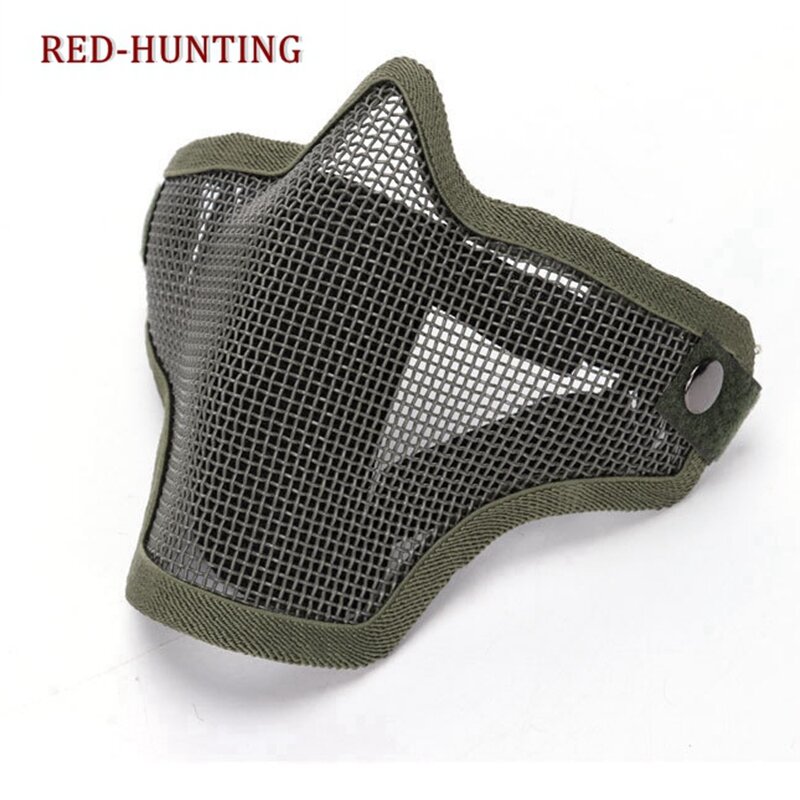 Half Face Metal Steel Wire Mesh Masks Tactical Hunting CS single belt Mask For Outdoor Airsoft Paintball