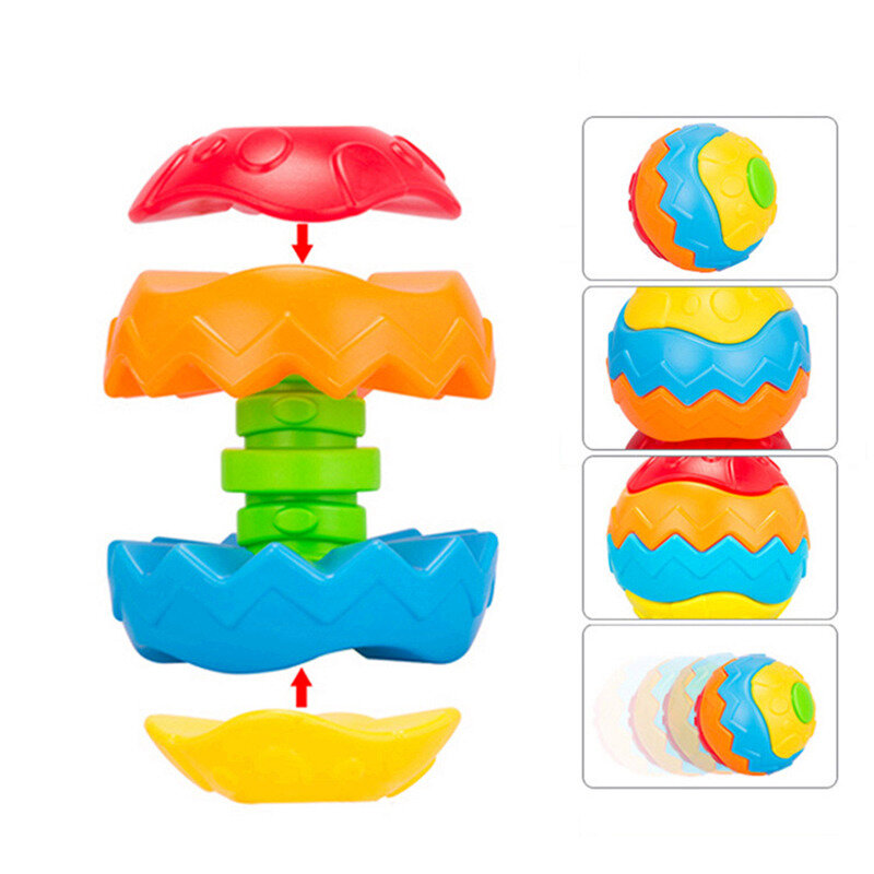 Montessori Baby early education toys rainbow stacked cup Hundred changes fitness ball Nesting Stack Rainbow Ring Tower Baby Gift