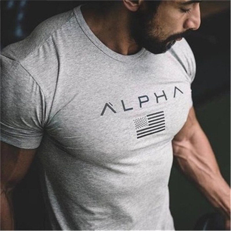2019 algodão ginásio camisa do esporte t camisa dos homens de manga curta correndo camisa de treino dos homens de fitness superior esporte t-camisa rashgard