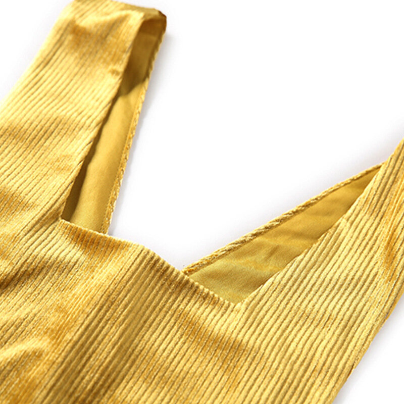 2019 nowych kobiet dorywczo rocznika kombinezony bez rękawów Backless żółty luźny kombinezon koreański słodkie spodnie spodnie na szelkach z szerokimi nogawkami DD1799