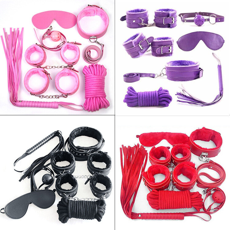 10 pièces jouets sexuels fétiche BDSM sexe Bondage Kit de retenue jeux accessoires érotiques, pinces bouche bouche Gag Bdsm masque fouet pour femmes