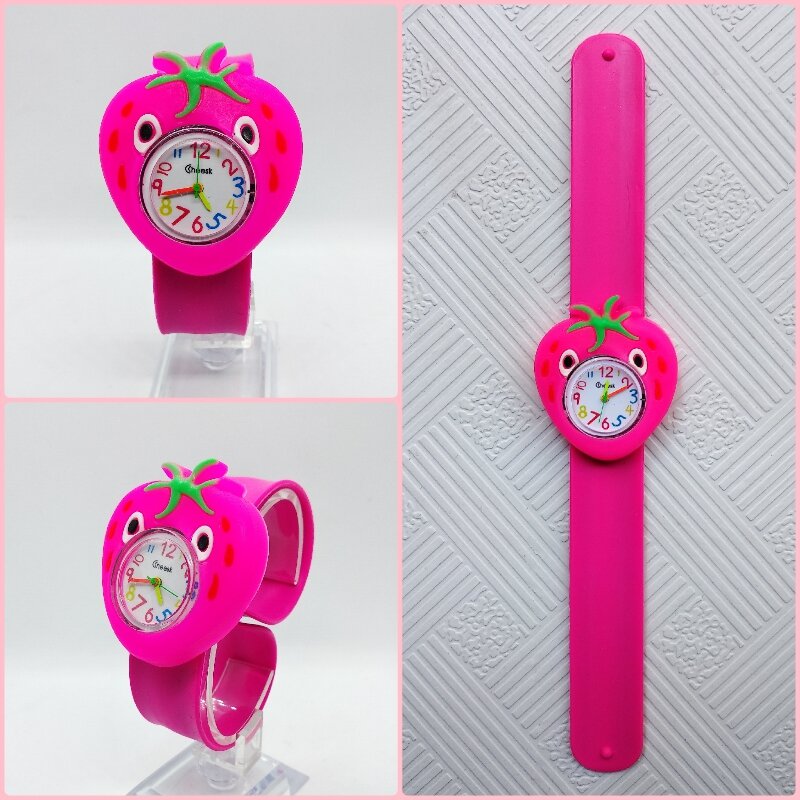 Relojes para niños con cabeza de rábano de dibujos animados en 3D, reloj de pulsera para niños y bebés, reloj de mesa con cinta, relojes de cuarzo, regalo para niñas y niños