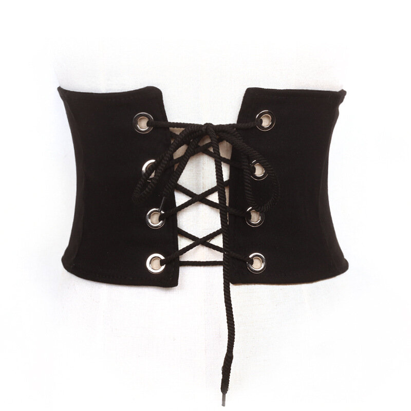 Nouvelle ceinture élastique noire décorée à la taille pour femmes, jupe décontractée pour chemise à bretelles, ceinture large, Cummerbunds