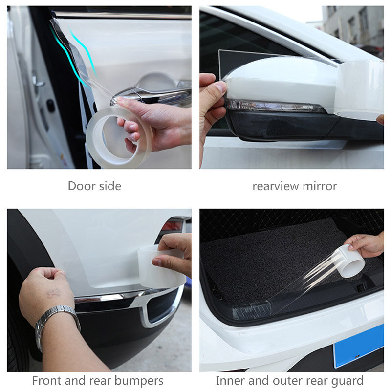SEAMETAL-pegatinas para el borde de la puerta del coche, Protector Universal para el umbral de la puerta, película transparente antiarañazos