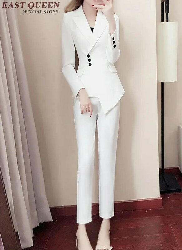 Damskie garnitury biurowe blazer biały czarny garnitury biurowe dla kobiet moda biuro jednolite wzory kobiety DD254