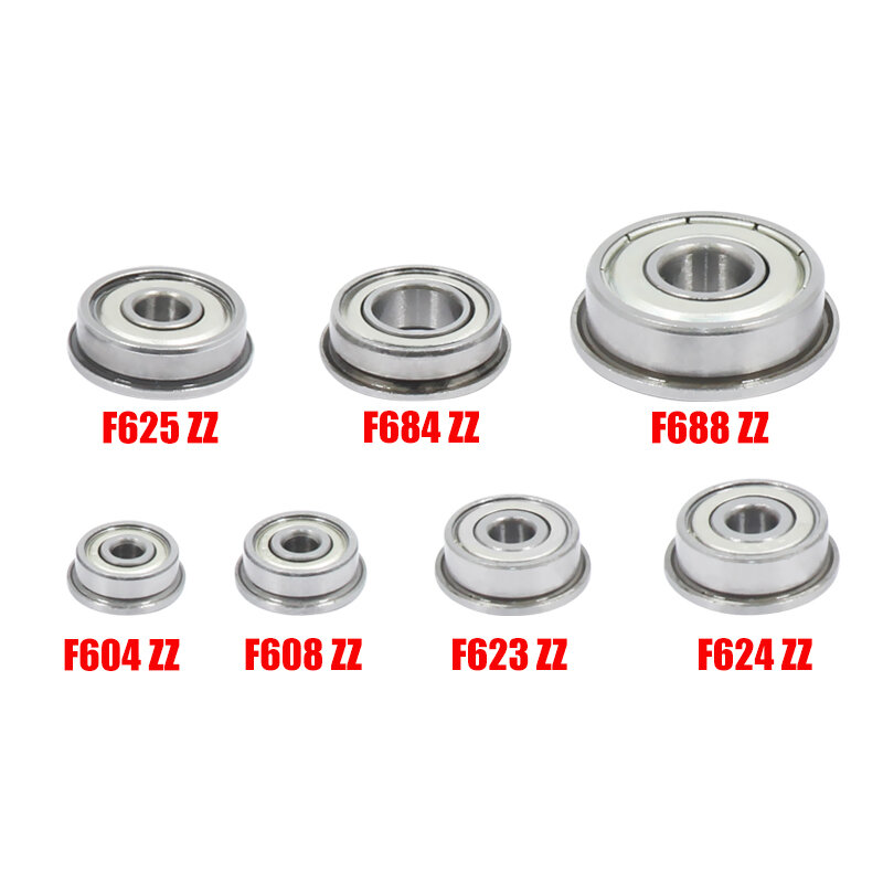 Rodamiento de bolas de brida F604zz F623zz F624zz F625zz F684zz F688zz piezas de impresora 3d, rueda de polea de ranura profunda, pieza de aluminio