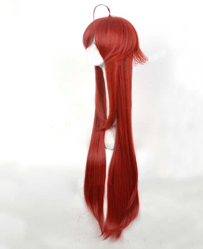 DxD Rias Gremory-Peluca de disfraz de Cosplay de pelo rojo vino de 100cm de largo, resistente al calor, gorra de peluca gratis