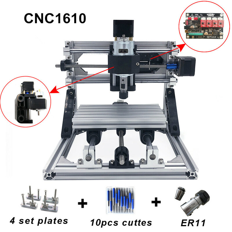 CNC 1610 met ER11, diy cnc graveermachine, mini Pcb Freesmachine, Houtsnijwerk machine, cnc router, cnc1610, beste Geavanceerde speelgoed
