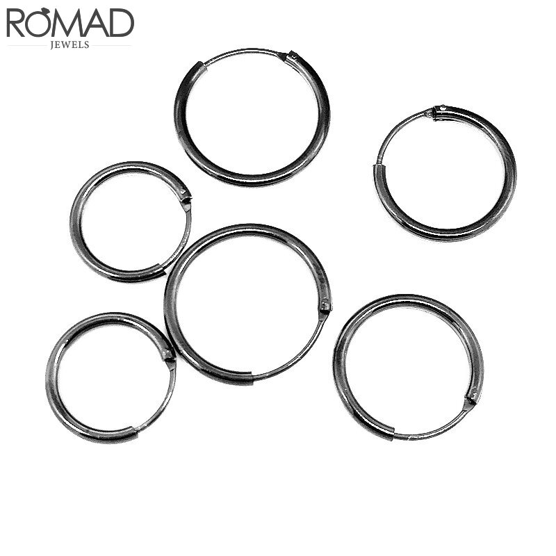 ROMAD-925 brincos pequenos de argola de prata esterlina para homens e mulheres, orelha, orelha minúscula, anel do nariz, menina, R5