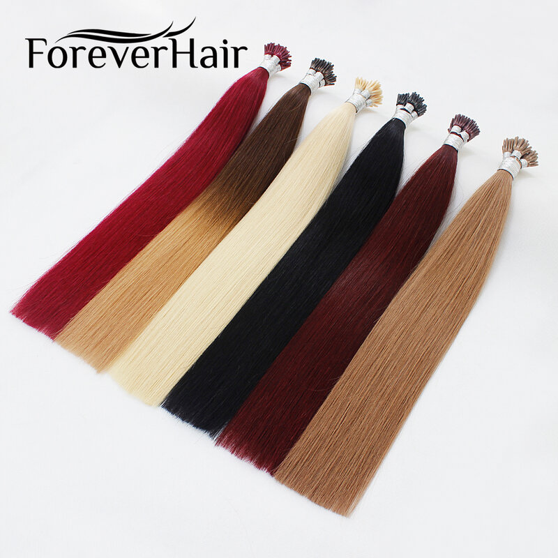 FOREVER HAIR Remy I Tip Human Hair Extension Color Fusion 100% European Human Hair Extension Keratin Bond 0.8g/s 16" 18" 20" 22"