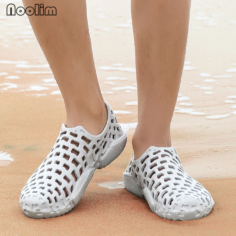 NOOLIM Summer Hollow Casual Men Sandals Fashion Breathable Couple/lovers beach Sandals Beach Shoes Water Shoes Slippers