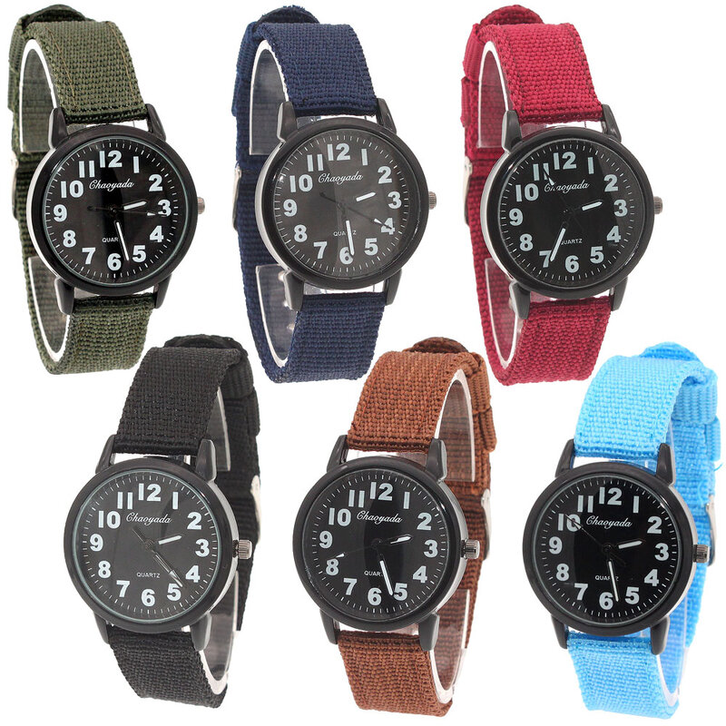 Reloj militar de tela para niños y mujeres, pulsera de cuarzo, analógico, U92