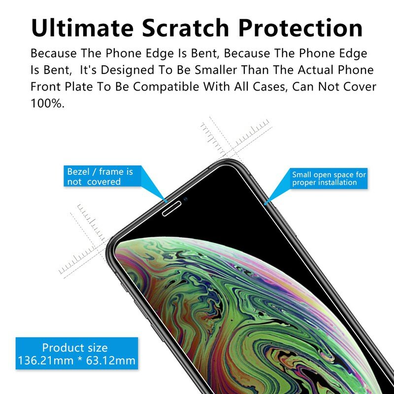 5 piezas protector de pantalla de cristal templado para IPhone X XR XS Max 8 7 6 6 S Plus 5 5S SE Protector de pantalla película protectora del teléfono de vidrio