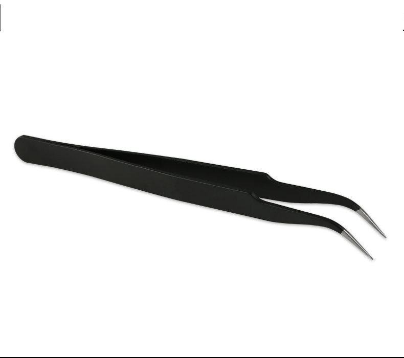 Черные изогнутые прямые пинцеты для бровей из нержавеющей стали, инструмент для снятия накладных ресниц, инструмент для дизайна ногтей