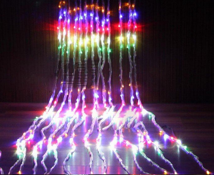 Cortina de flujo de agua de cascada impermeable, cadena de luz LED, Fondo de fiesta de boda, Navidad, vacaciones, correr, 3x3M, 336LED