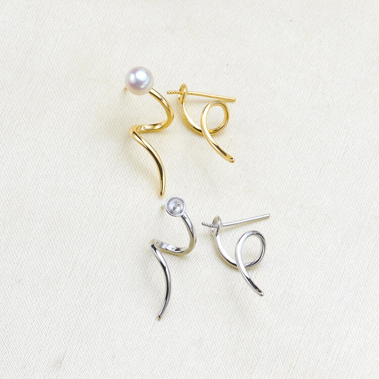 2 Color 925 Silver Pearl Earrings European Fashion Drop Earrings Findings Exquisite Jewelry Parts Fittings Women's Accessories