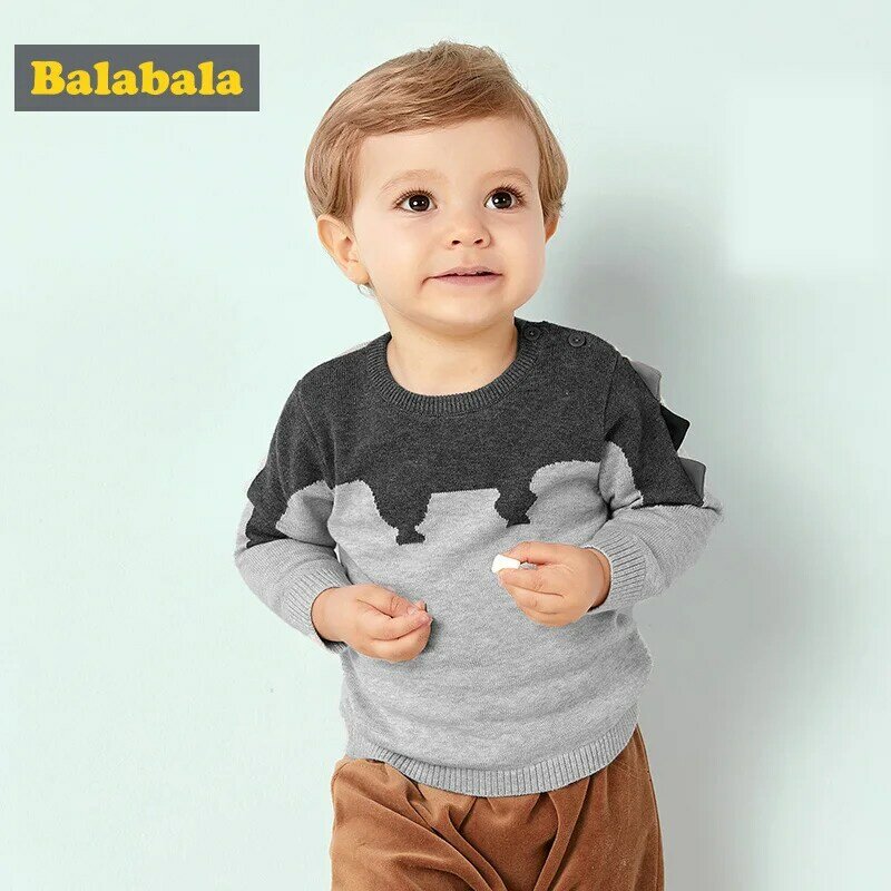Balabala 스웨터 아기 소년 면화 가을 겨울 유아 소년 스웨터 사랑스럽고 귀여운 동물 패턴 스웨터 신생아 아기 소년