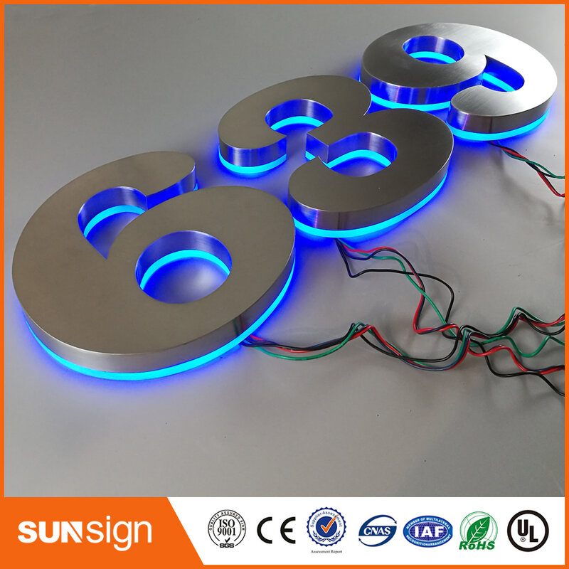 H 30cm letras de señalización retroiluminadas de acero inoxidable pintadas LED 3D letras de canal iluminadas señales para club