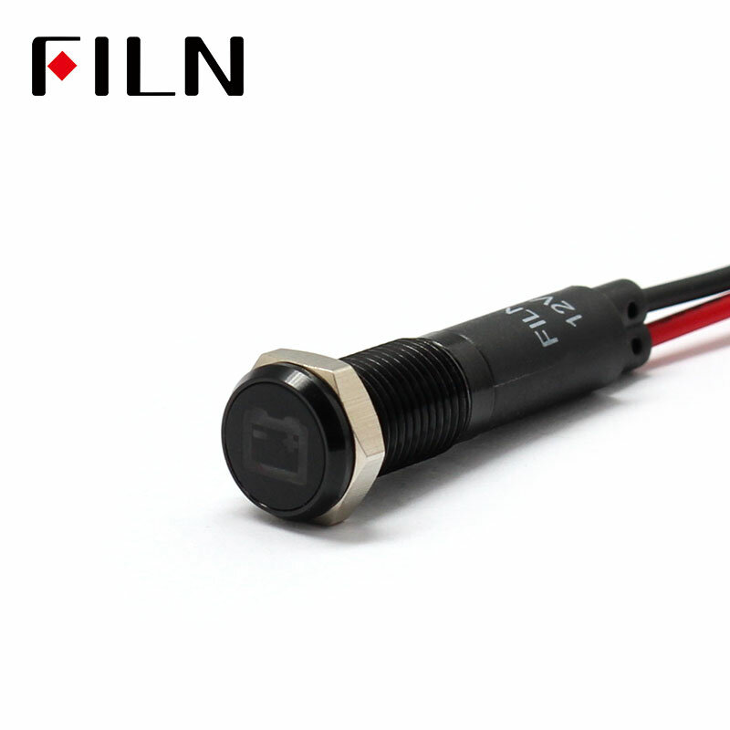 FILN 8mm Xe bảng điều khiển Pin lỗi cờ biểu tượng led đỏ vàng trắng màu xanh màu xanh lá cây 12 v led chỉ số ánh sáng với 20 cm cáp