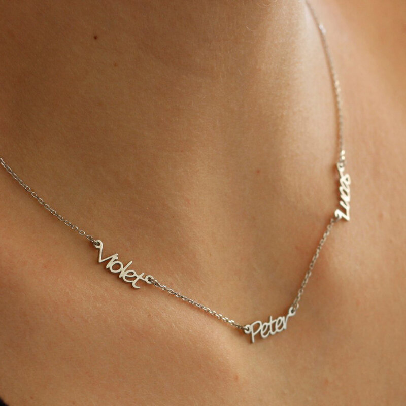 Dodoai benutzer definierte Namen Halskette personal isierte 1-5 mehrere Namen Familien nummern Typenschild Anhänger Edelstahl Halskette für Frauen