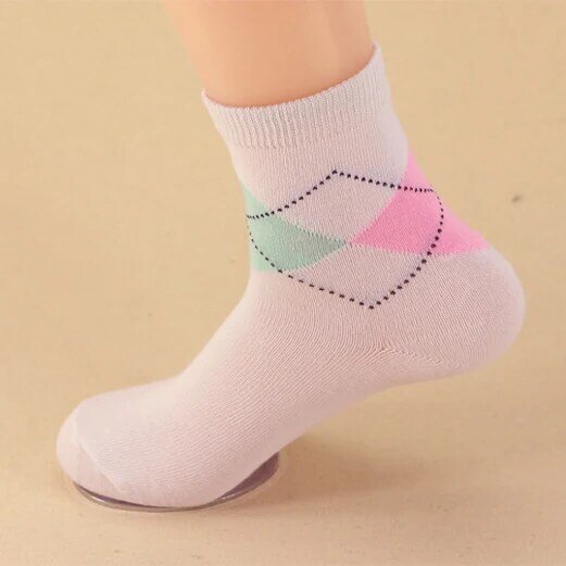 Oln meias femininas coloridas, meias curtas coloridas lindas para mulheres, primavera e inverno, estilo rhombus, 5 pares, frete grátis