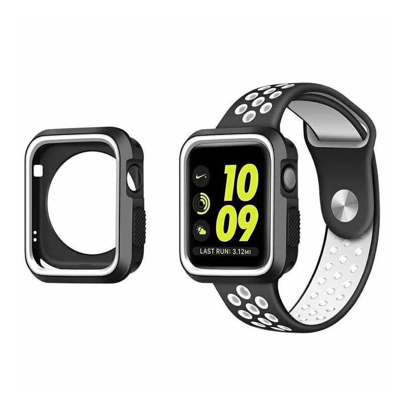 Хохлатая силиконовый чехол для Apple Watch 42mm 38 мм Полный протектор резиновой случай для iwatch 2/1 Nike Смотреть Band