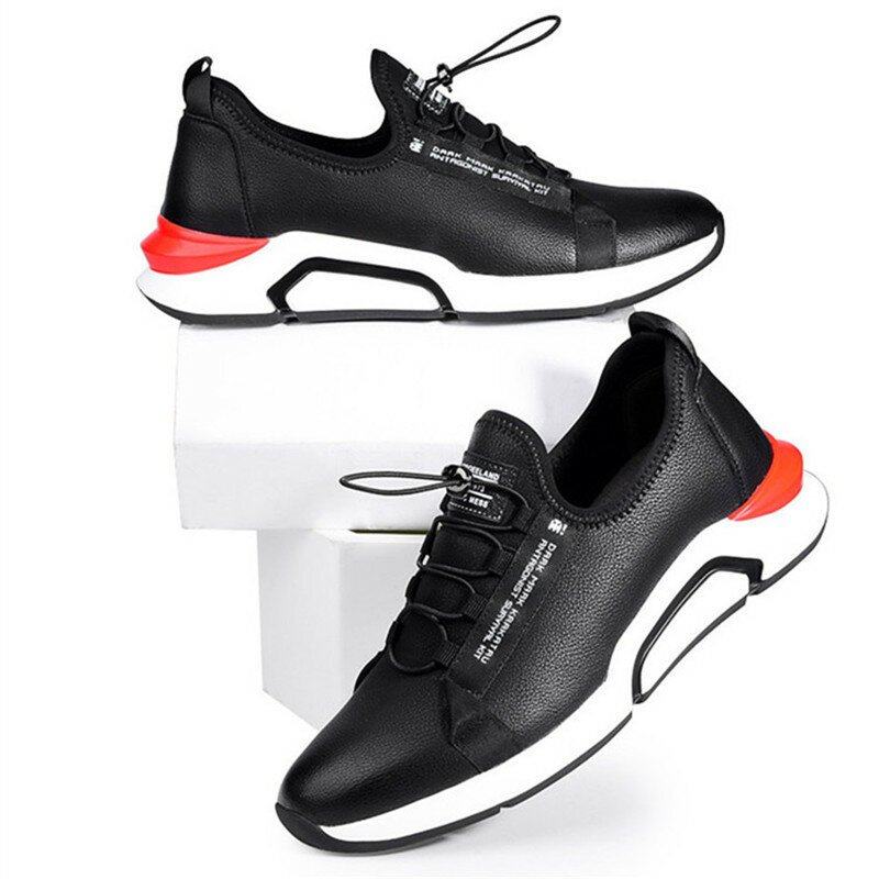 Brand New Men Genuine Leather Sports Shoes Height Increasing Sneakers With Invisible Elevator Insole