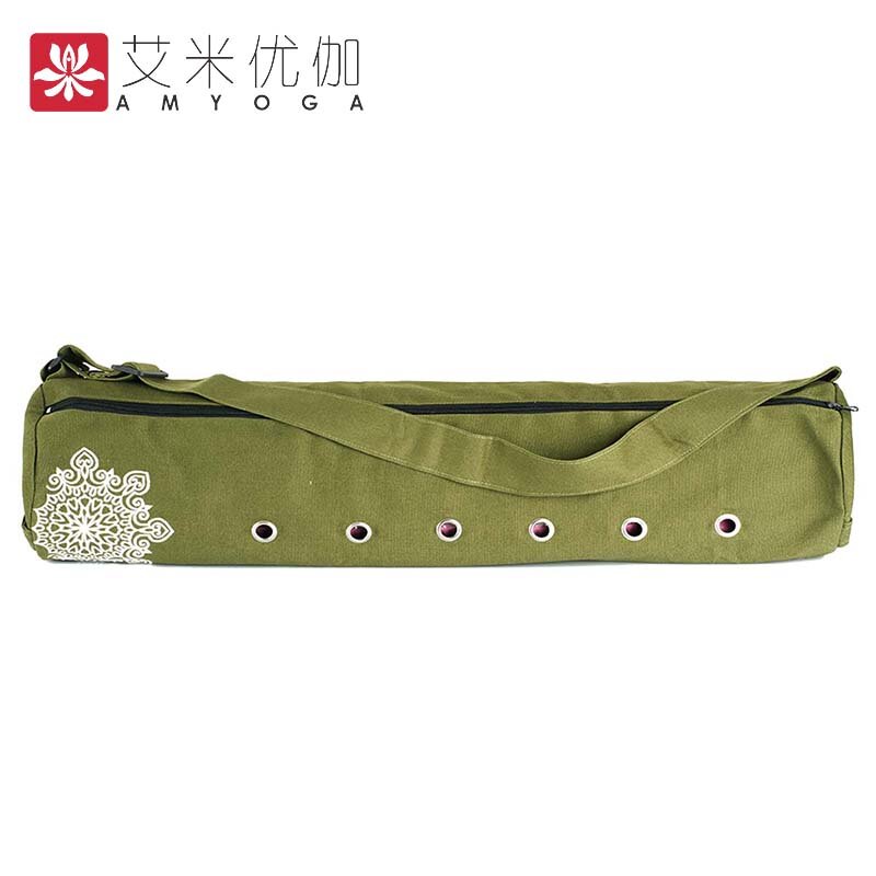 durable canvas cotton yoga mat bag with large zipper opening easy loading mat