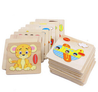 23 style HOT  Wooden Kids Jigsaw toys for Children Education and Learning 3D  animal puzzle toy gift  3pcs/ a lot