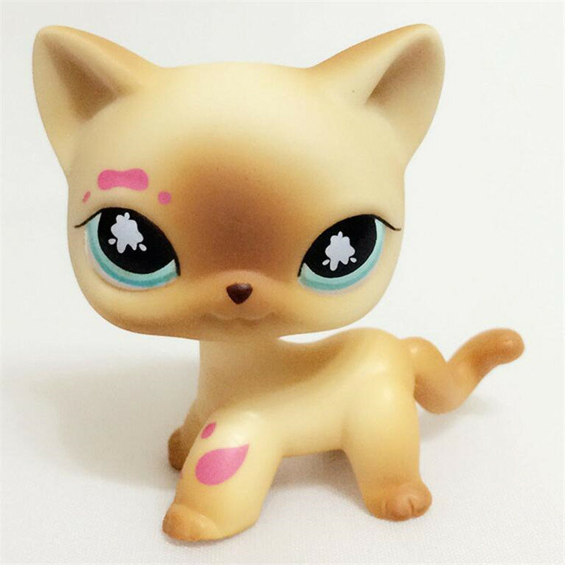 Pet shop lps brinquedos em pé gato de cabelo curto branco vermelho brilho europeu kitty littlest menina presente natal