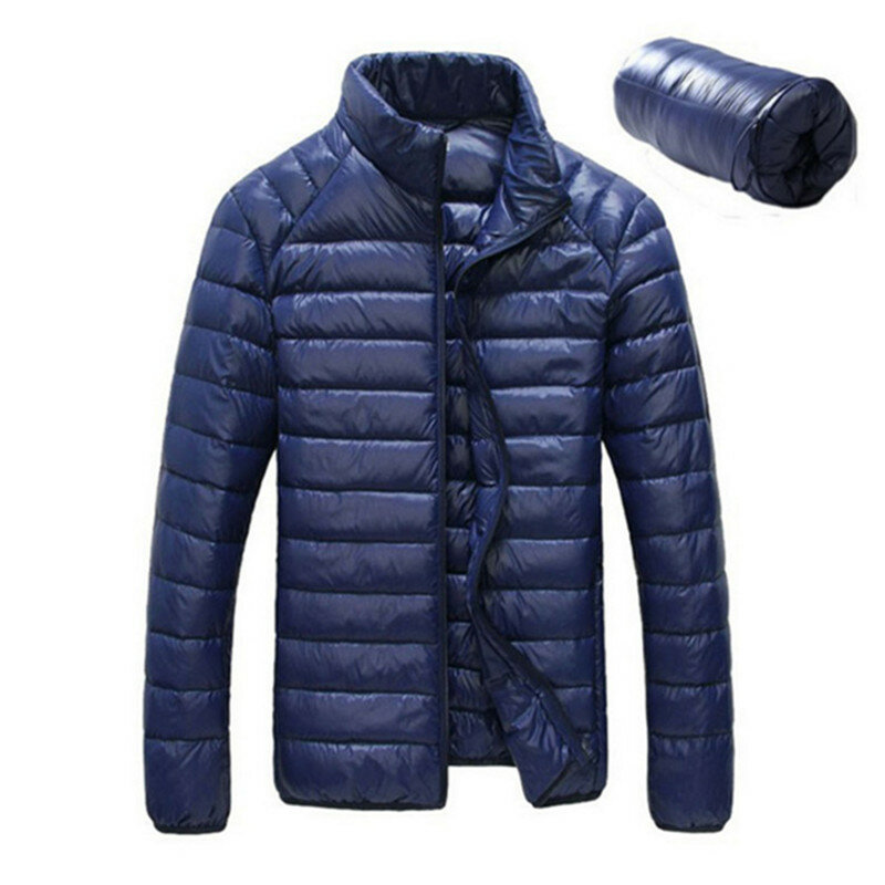 Długa kurtka puchowa na zimę mężczyźni 90% puchowa cienka ultralekka kurtka puchowa zimowa z długim rękawem solidne zimowe płaszcze kieszeń moda