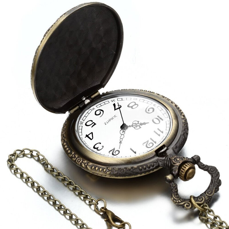 Steampunk – montre de poche à Quartz en Bronze avec pendentif en forme d'étoile et de crâne, collier chaîne