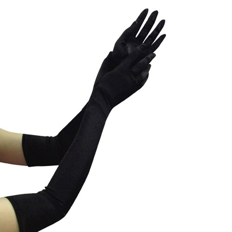 卸売指サテンオペラ22 "肘手袋バーレスク女性ガールズパーティー手袋セクシーなアピール手袋17色