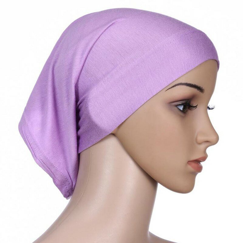 New Women Hijab Under Scarf Tuban Hair Bonnet Cap Bone Islamic Headscarf Head Cover 15 Colors PY4