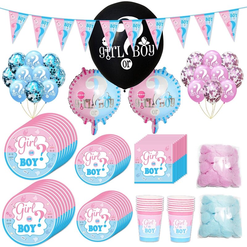 Balões de látex relevo, talheres de menina ou menino, balões de chá de bebê, confete para decoração de festa de aniversário infantil