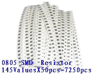 Kit de muestras de resistencia 0805 SMD 5%, 1R-1M ohm 146ValuesX2 0 piezas = 2920 piezas, envío gratis