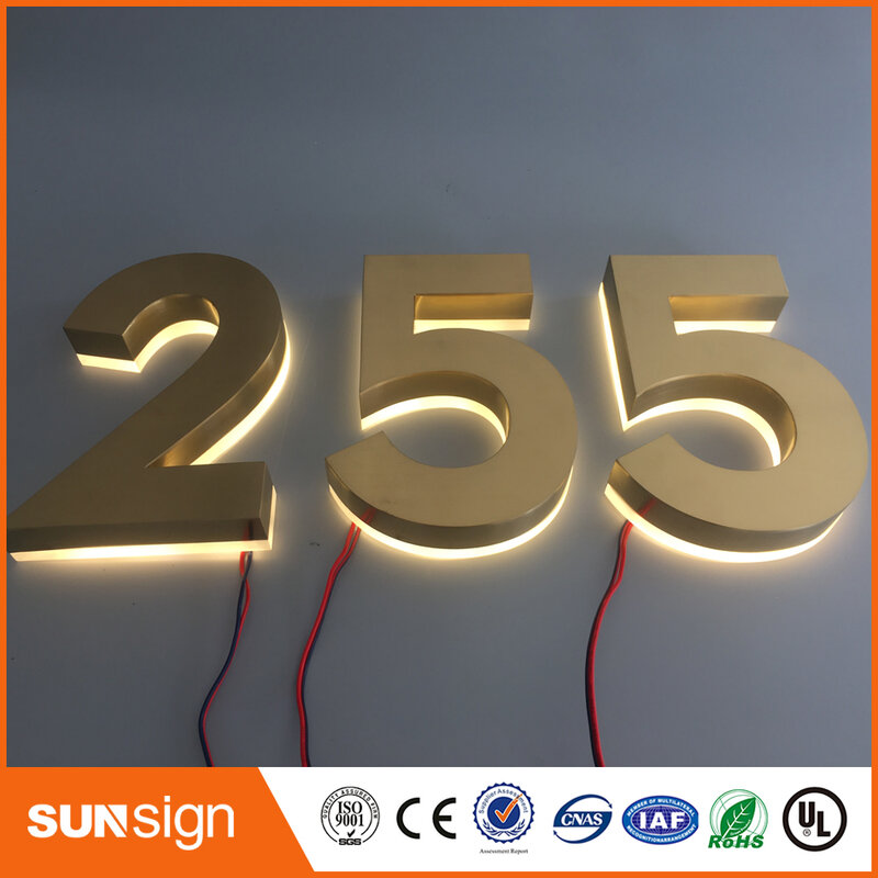 H 35Cm Factory Outlet Outdoor Backlit Stainless Steel LED 3D Huruf Signage Shopfront