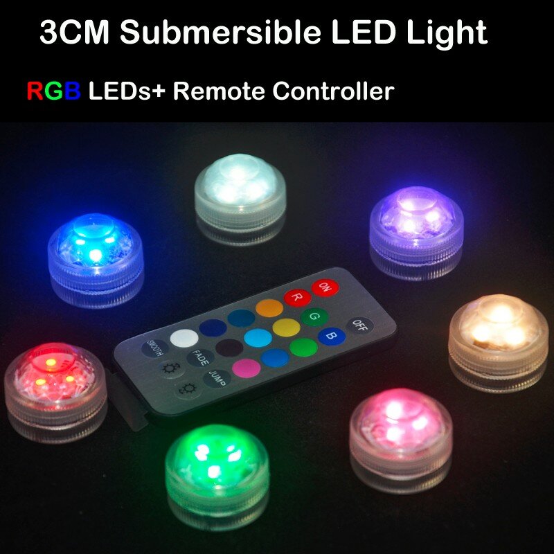 Miniluz LED sumergible con batería para decoración de bodas, luz de té con Control remoto, impermeable, para fiesta, Halloween y Navidad, 10 unids/lote